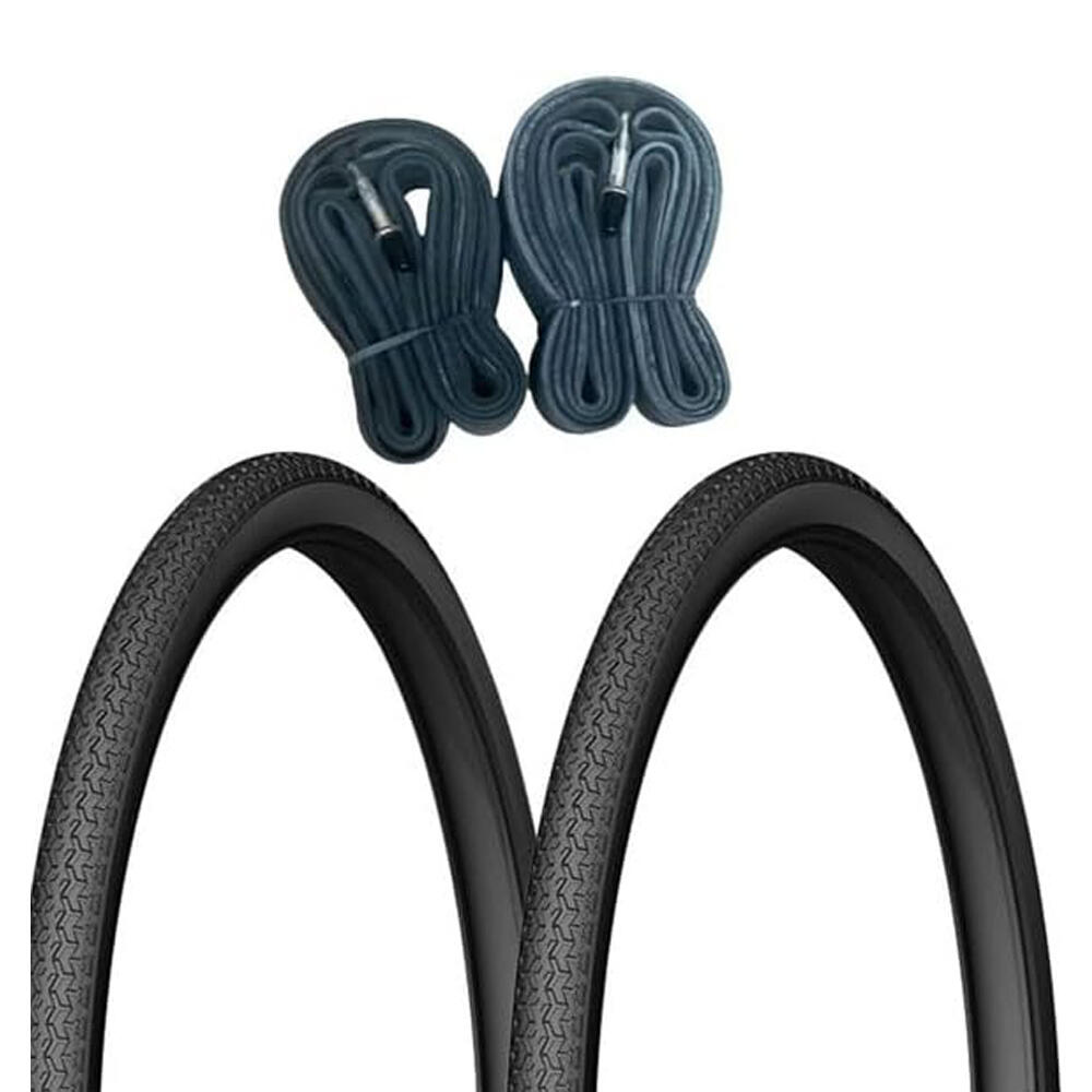 2 pneus de bicicleta 26x1 3/8 preto + 2 câmaras de ar fv