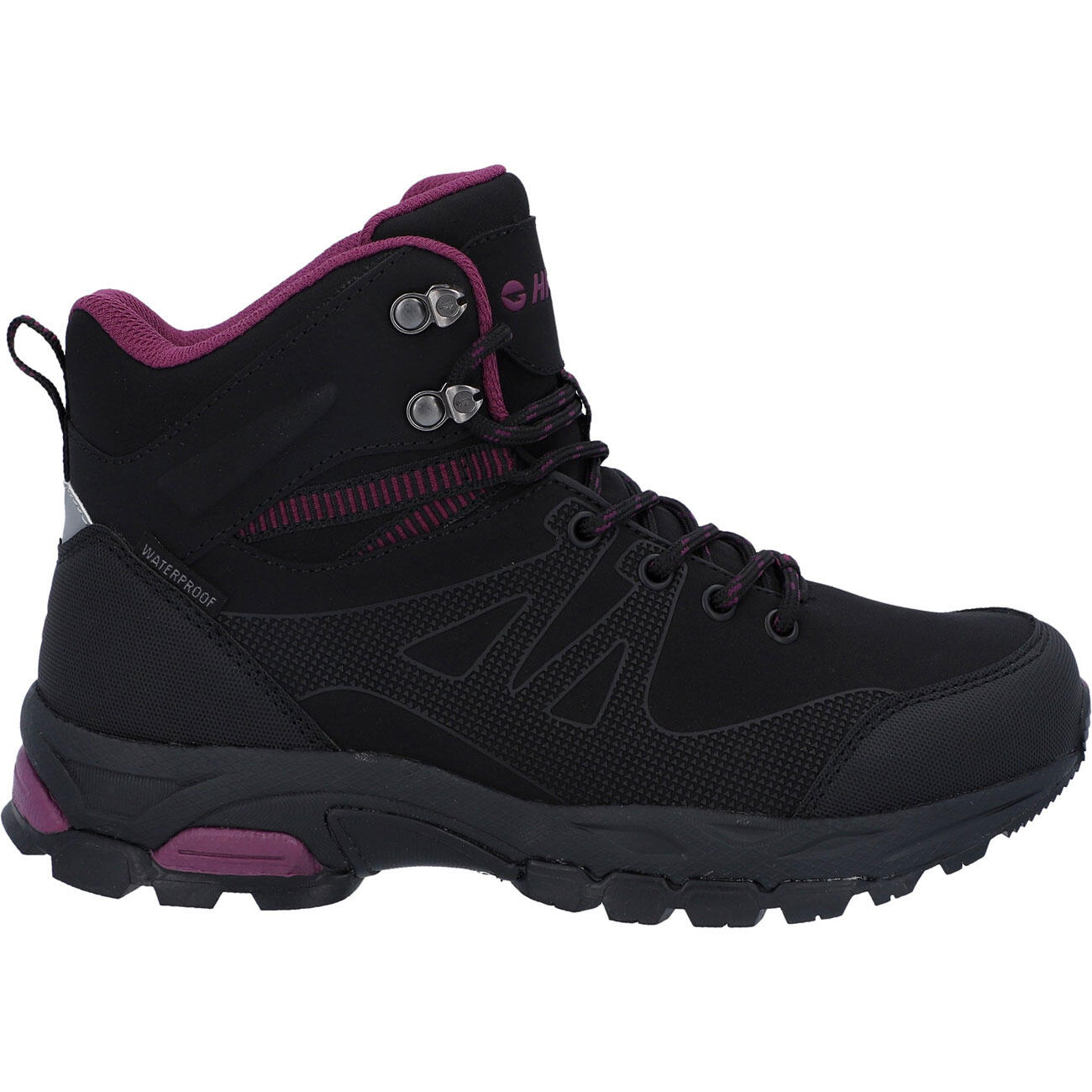 HI-TEC Hi-Tec Jackdaw Mid Wp Womens Wandelschoenen Hoge Hiel ZWART/BORDEAUXROOD 2/7