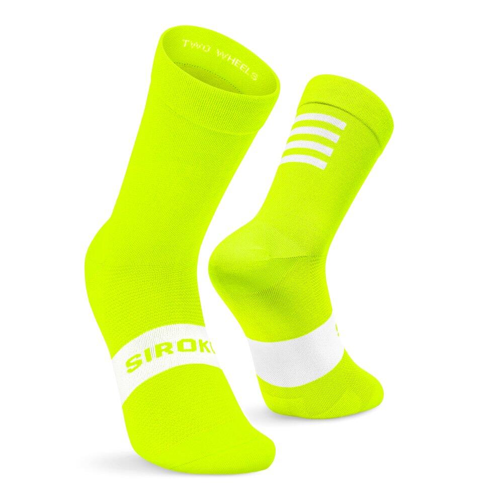 SIROKO Cyklistické ponožky S1 Fluor Montseny Neonová žlutá