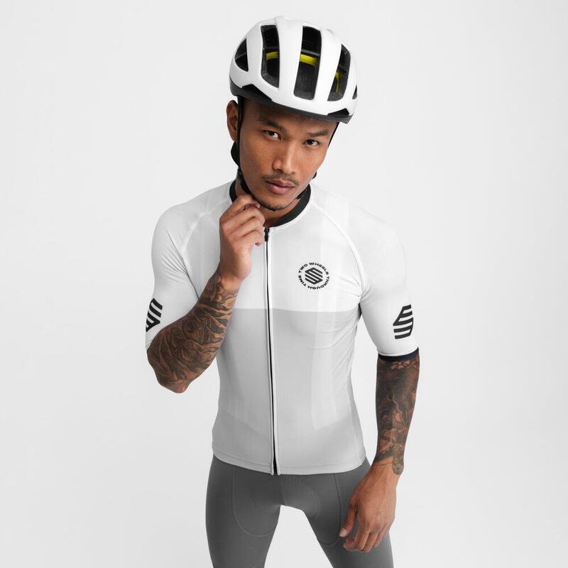 Maillot vélo manches courtes homme Cyclisme M2 Granfondo Blanc