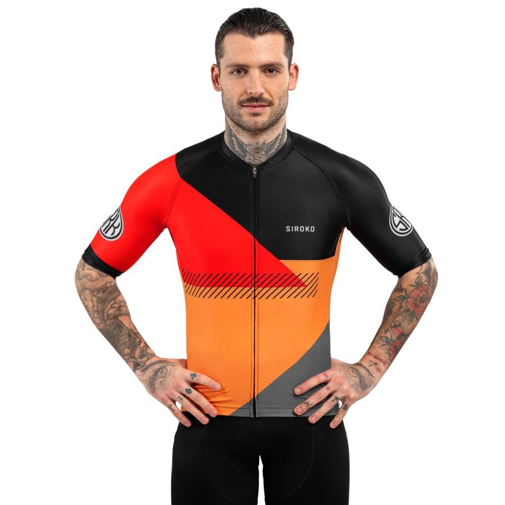 SIROKO Pánský cyklistický dres s krátkým rukávem M2 California Zářivě Oranžov
