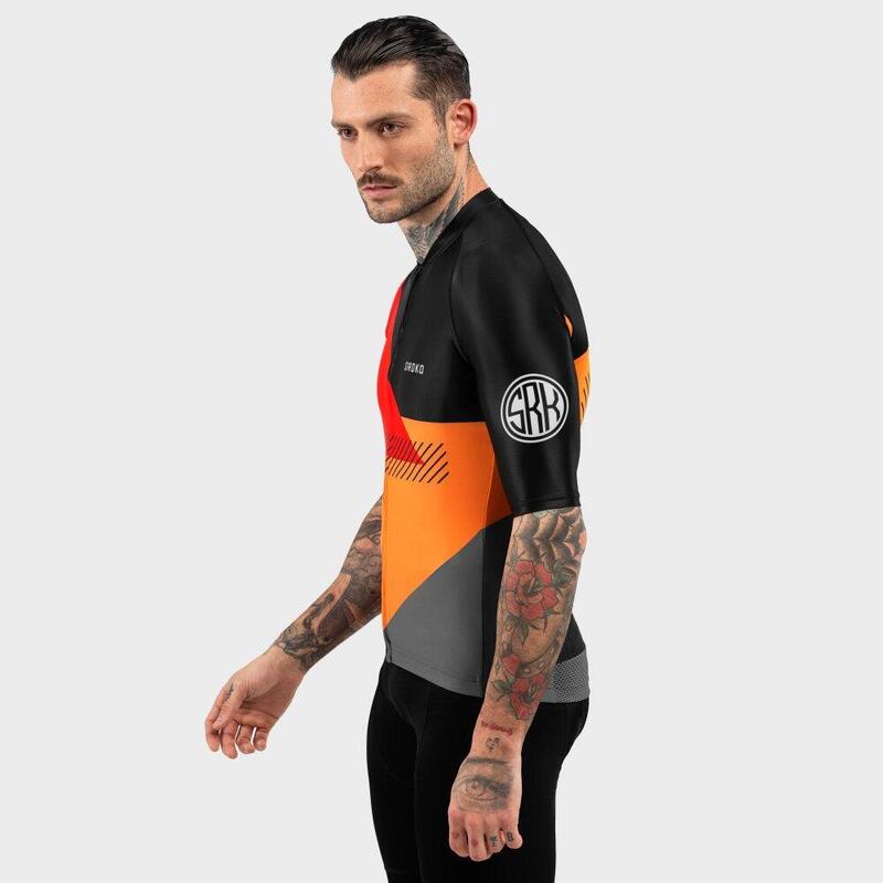 Pánský cyklistický dres s krátkým rukávem M2 California Zářivě Oranžov