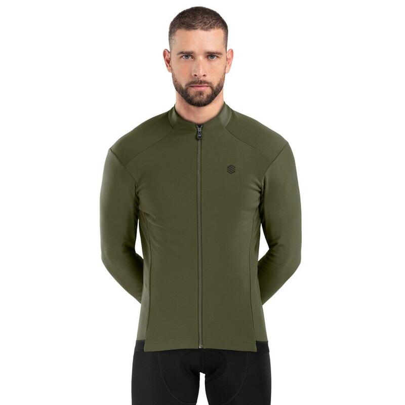 Veste vélo softshell homme Cyclisme J1 Khangai Kaki