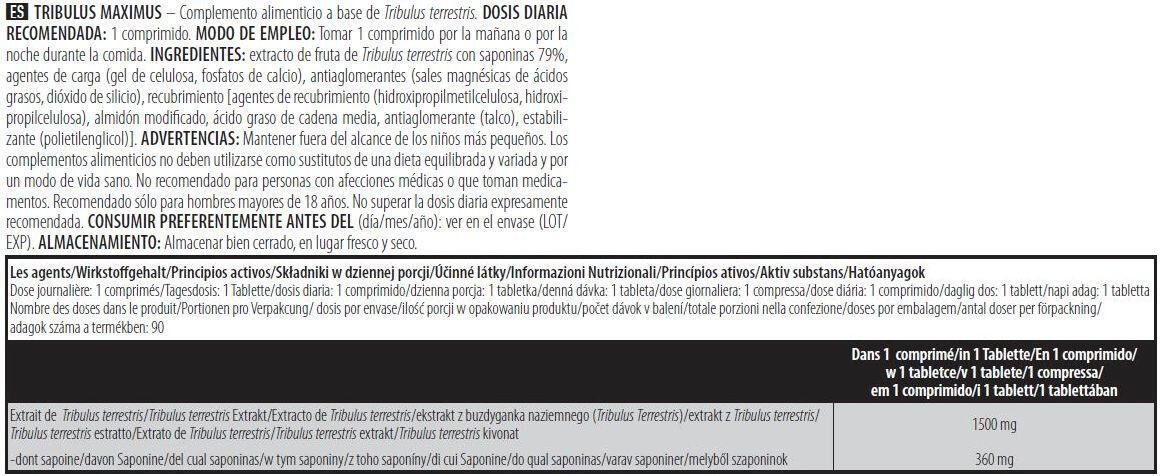 Tribulus Maximus - 90 Tablets biiotech USA 5/6