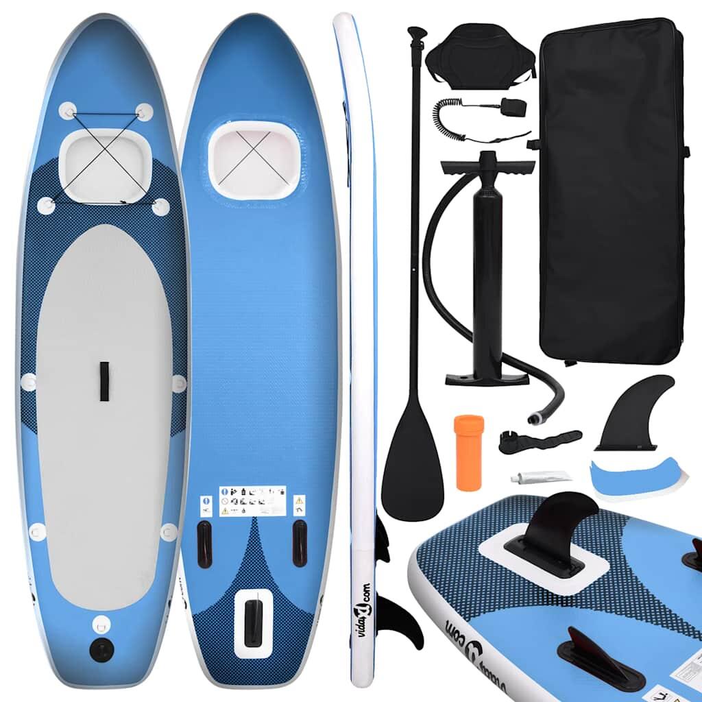 VIDAXL Set de tabla de paddle surf hinchable azul marino 360x81x10 cm