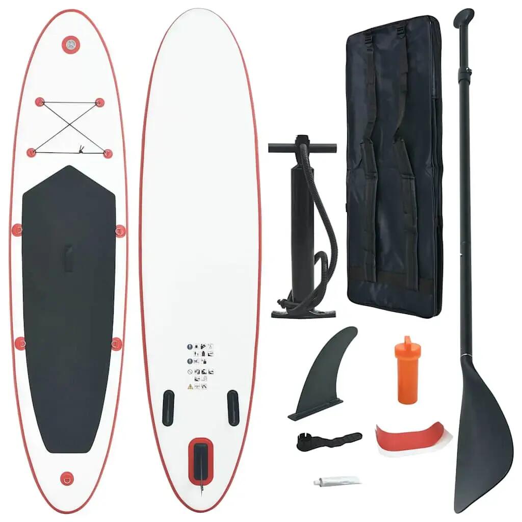 VidaXL Inflatable Stand Up Paddleboard Set red and white 390 x 81 x 10 cm