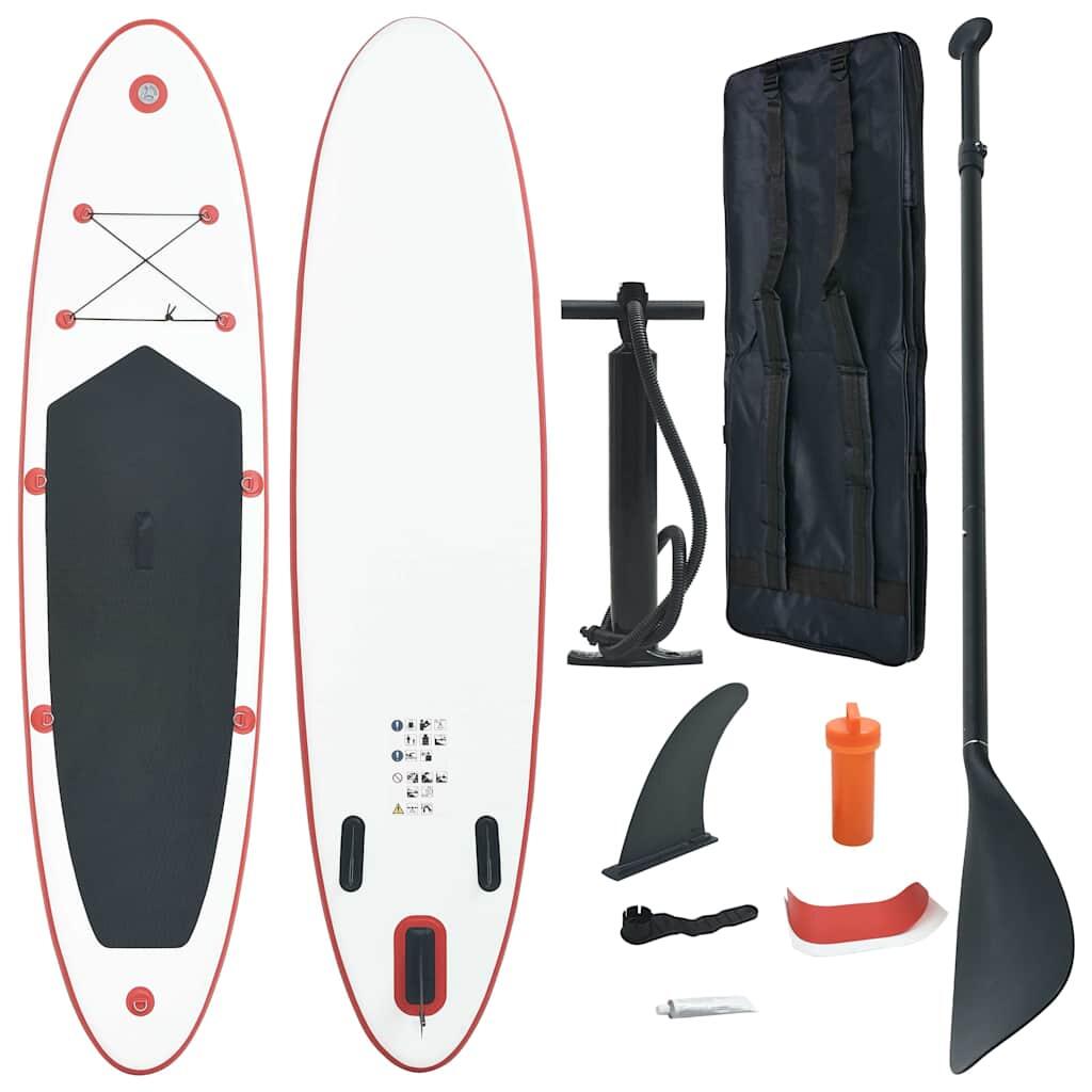 VIDAXL Set de tabla inflable de paddle surf SUP rojo y blanco
