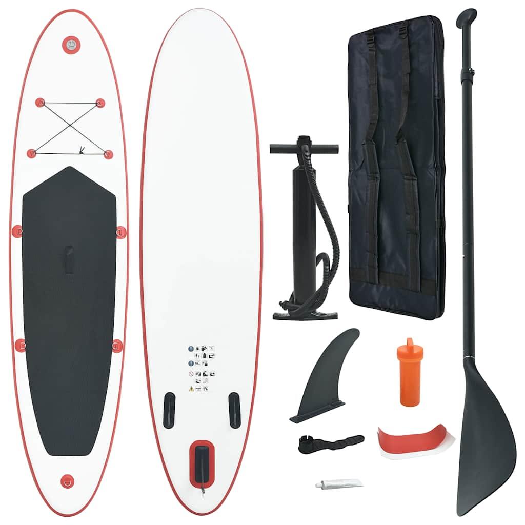 VIDAXL Set de paddel surf tabla SUP inflable rojo y blanco