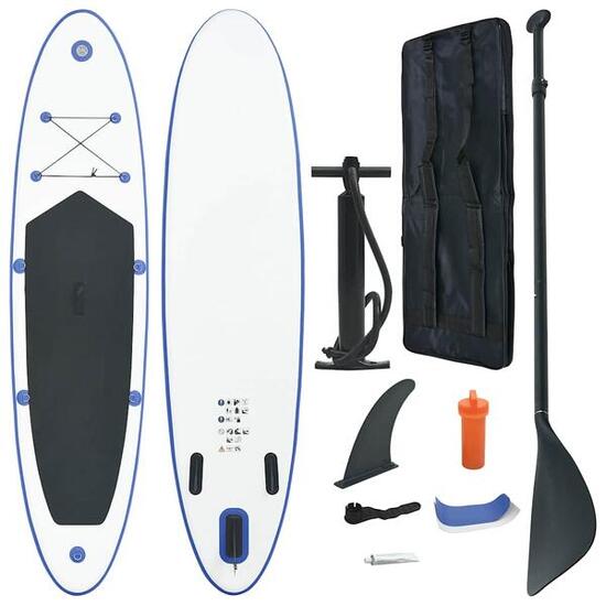 VidaXL paddleboard SUP gonflable bleu et blanc