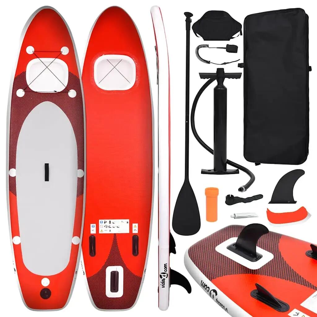 VidaXL Inflatable Stand-Up Paddleboard Set 300x76x10 cm Red
