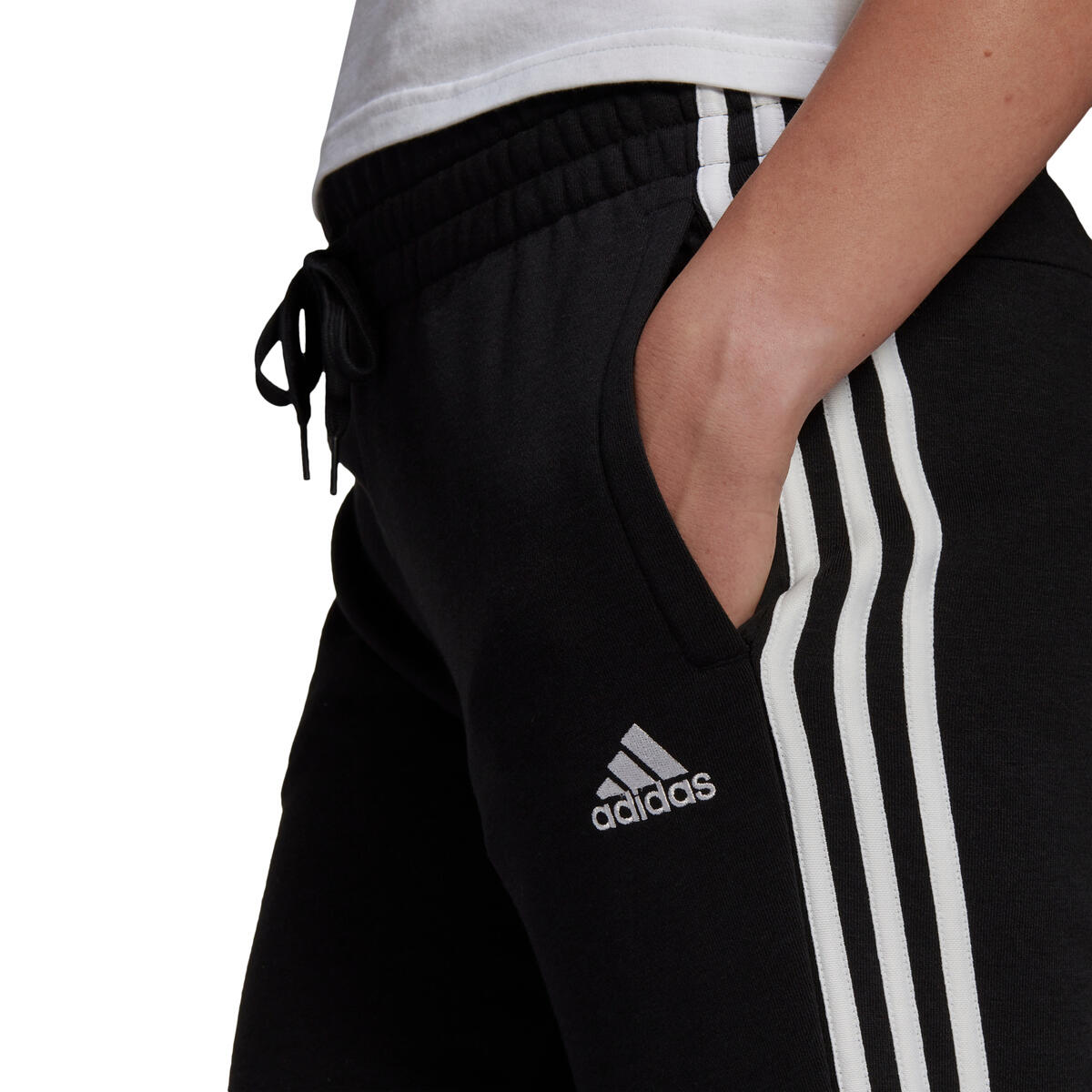 Pantaloni adidas Wms French Terry Logo Pants 3 Stripes, Nero, Donne 2/5