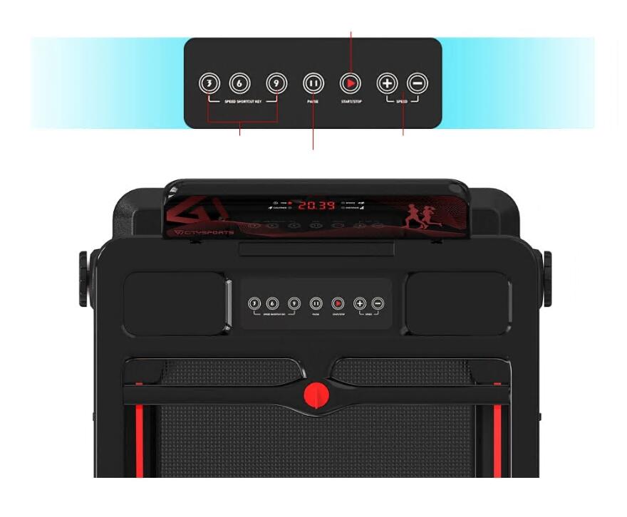 Klappbares Laufband, CITYSPORTS WP9, 1400W, APP, Bluetooth, 1-12 km/h, schwarz 5/7