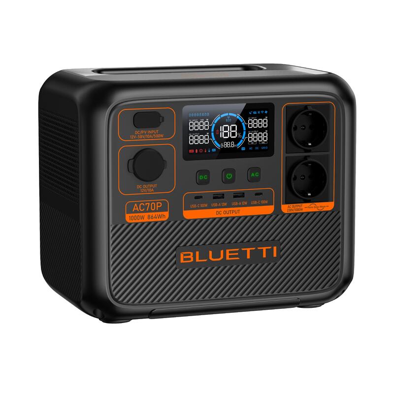 Station électrique BLUETTI AC70P, Batterie 864Wh, 1000W