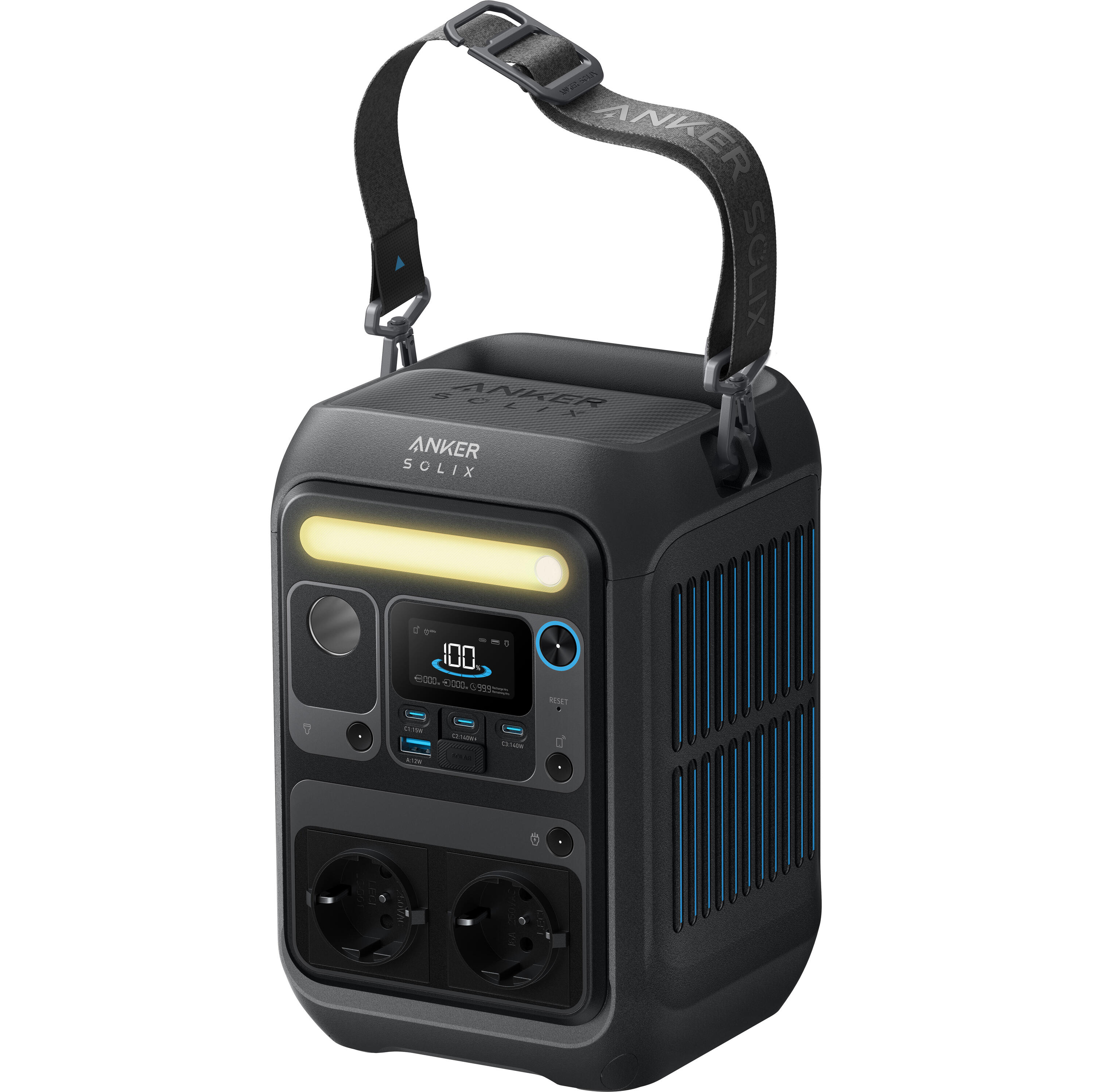 Kit Powerstation Anker SOLIX C300X AC met bifaciaal zonnepaneel 100 W 4/8