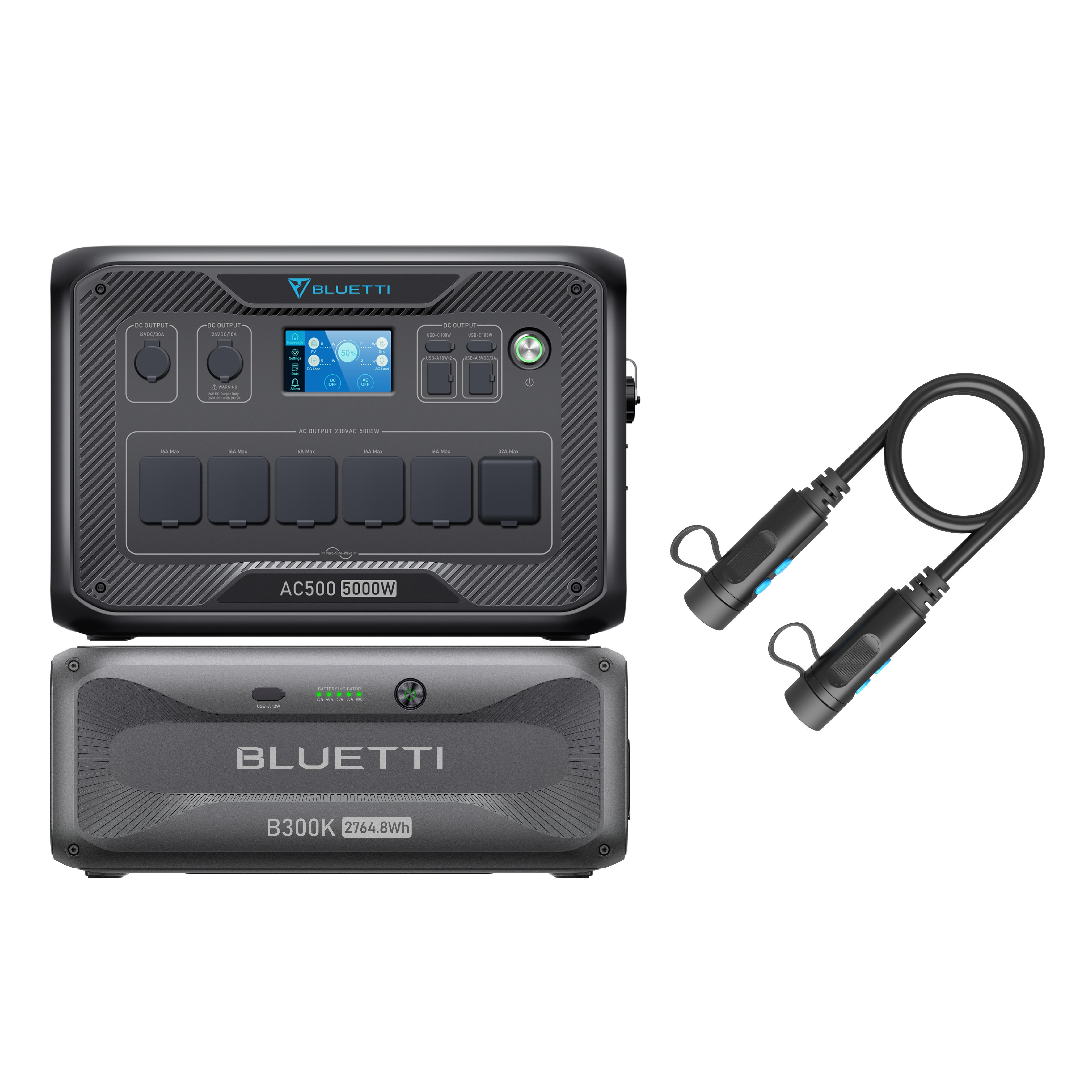 Kit de powerstation bluetti ac500+b300k com cabo p150d para p090d