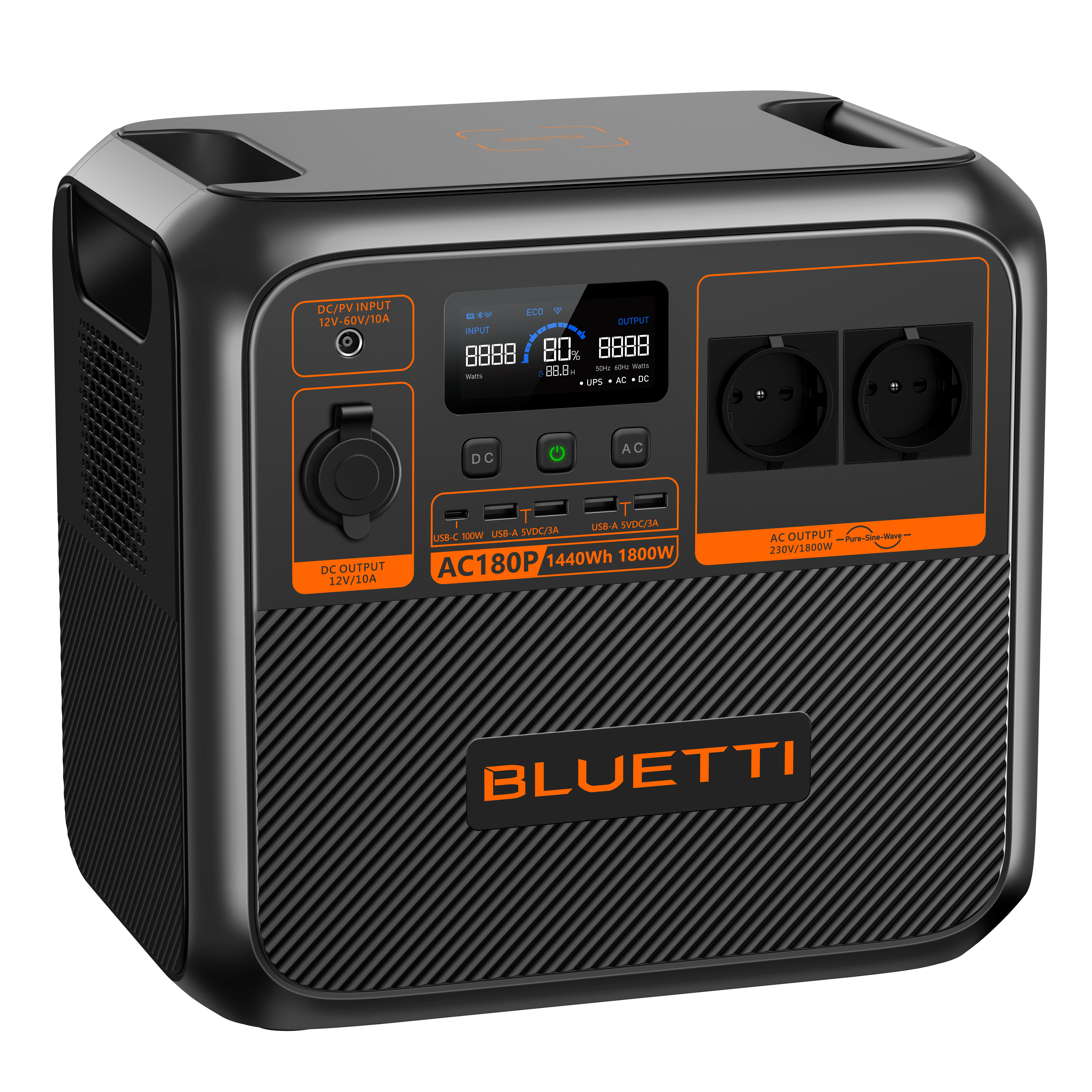 BLUETTI AC180P Powerstation portátil, 1440Wh Powerbank, 2x1800W