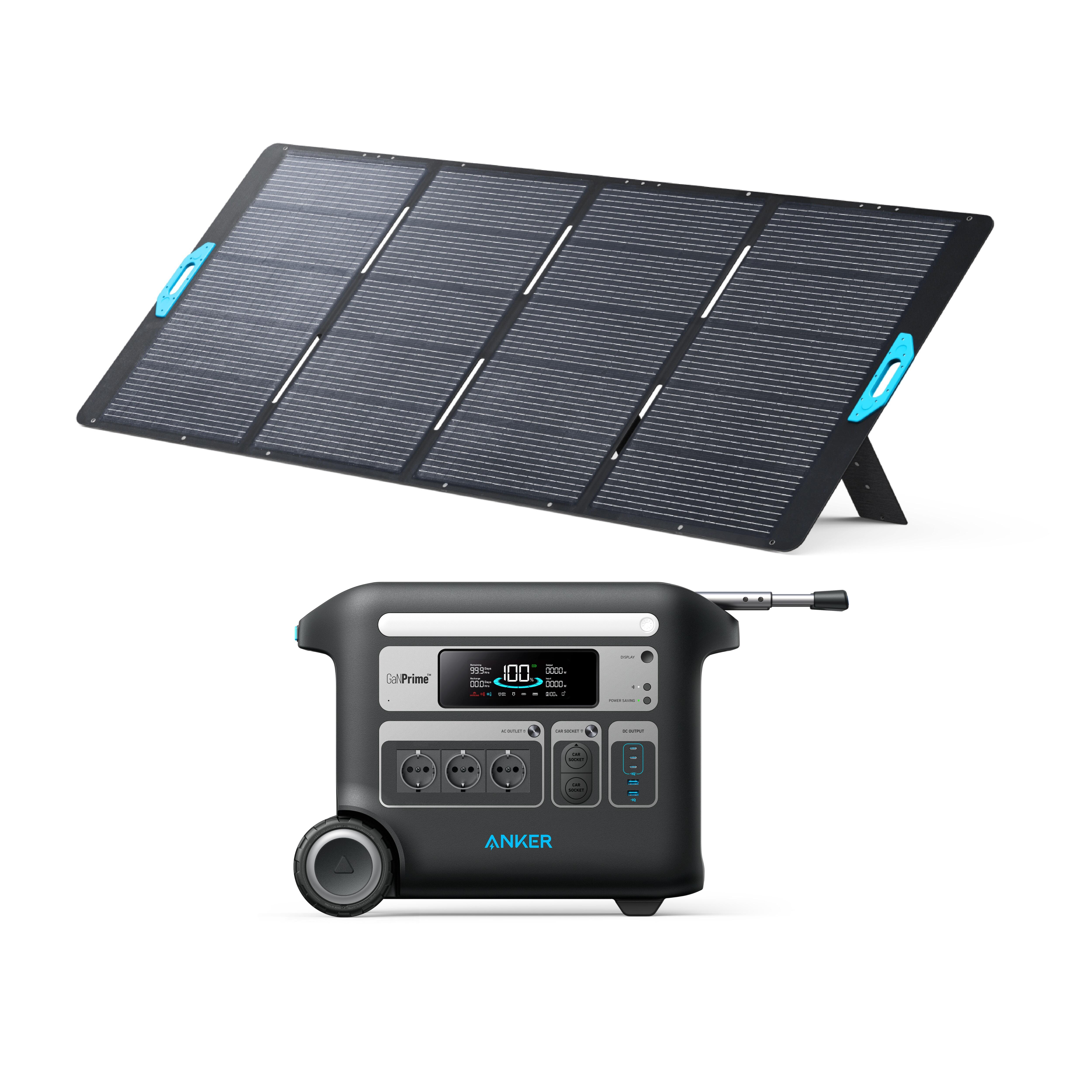 Kit de powerstation anker solix f2000 com painel solar de 400 w