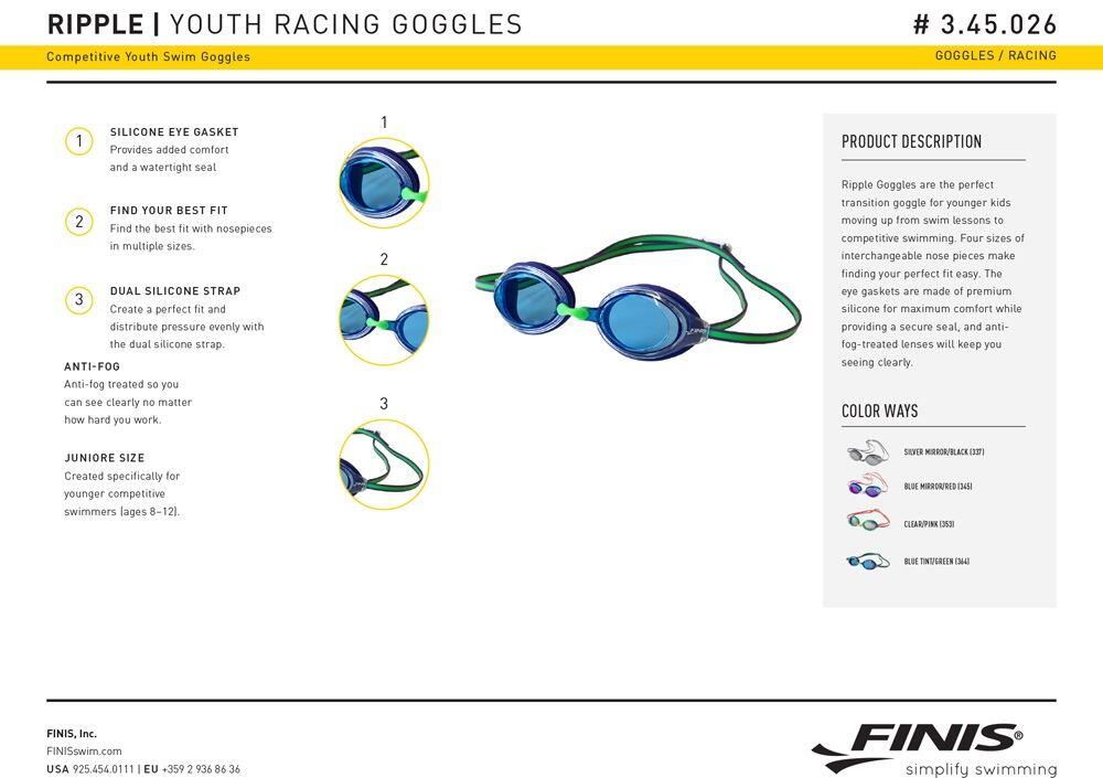 Lunettes de natation FINIS Ripple pour enfants 2/5