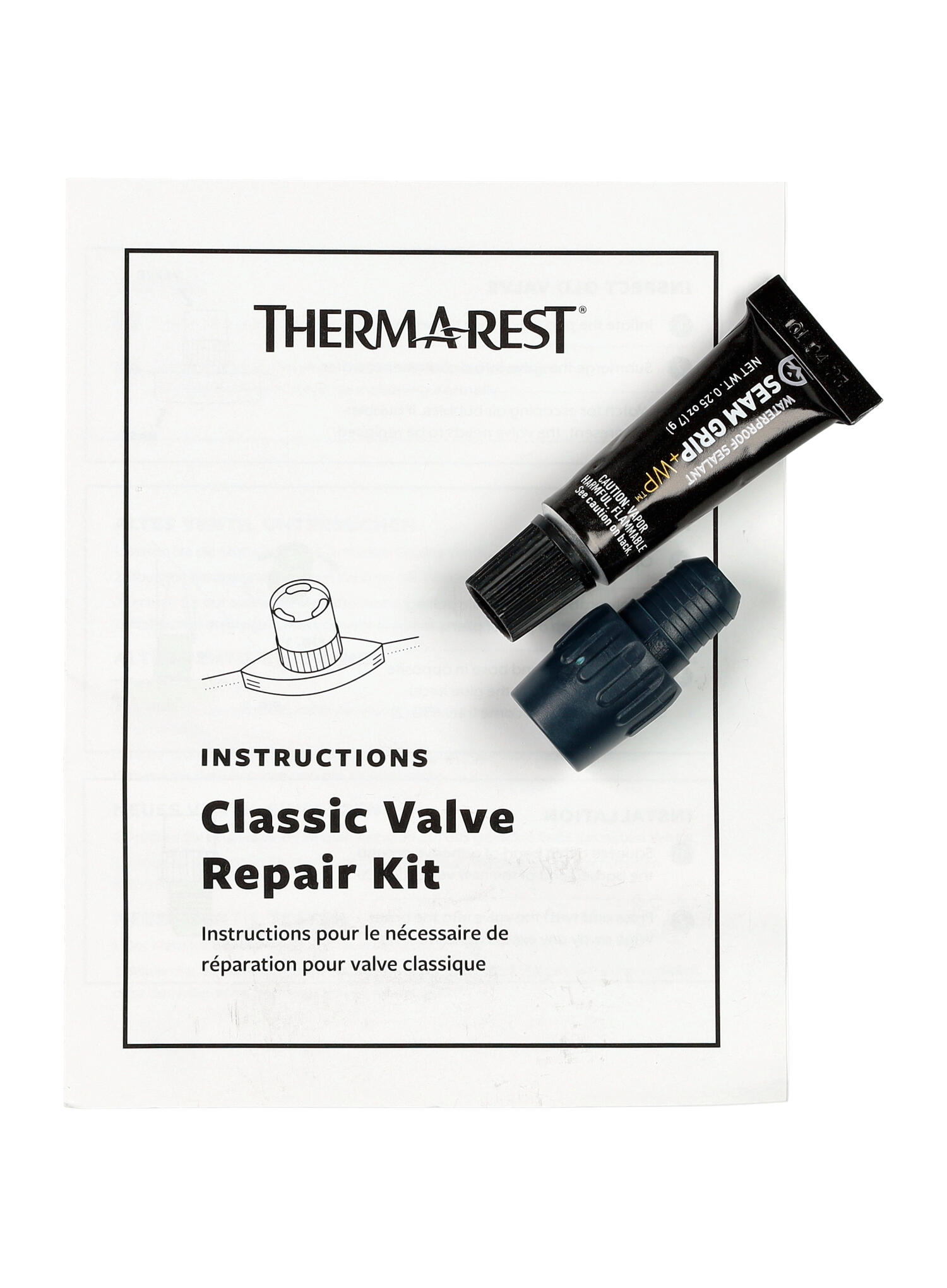 Therm-A-Rest Reparaturset Ventil Ersatzventil Dunkelblau 2 g Kleber 2/6