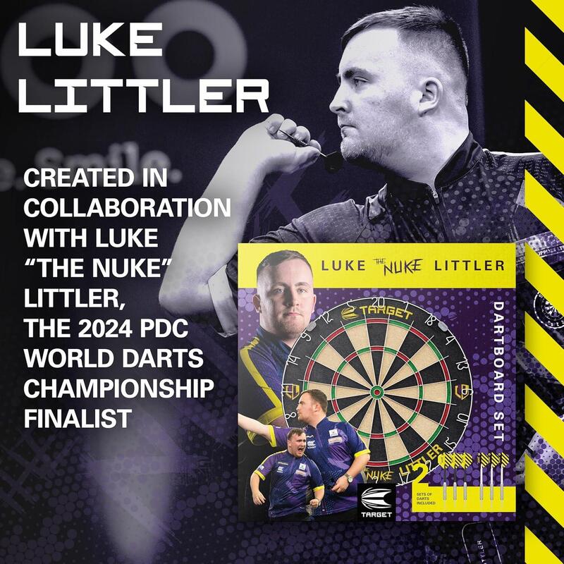 Šipkařský set Luke Littler - terč, 2 sady šipek a odhodová čára