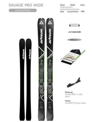 Alpine ski allmountain freeride savage pro rocker wide + ski binding tyrolia pr