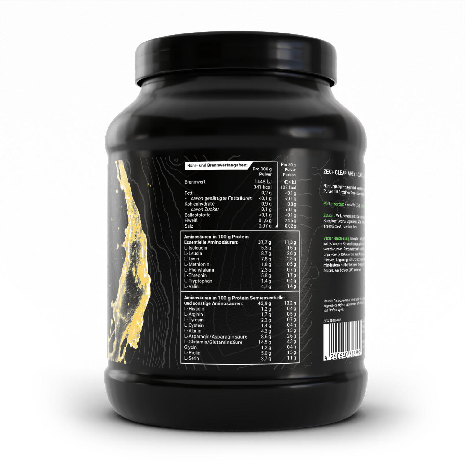 Zec+ Clear Whey Isolat Protein/ Eiweiß Zitronenlimonade 900g 2/3
