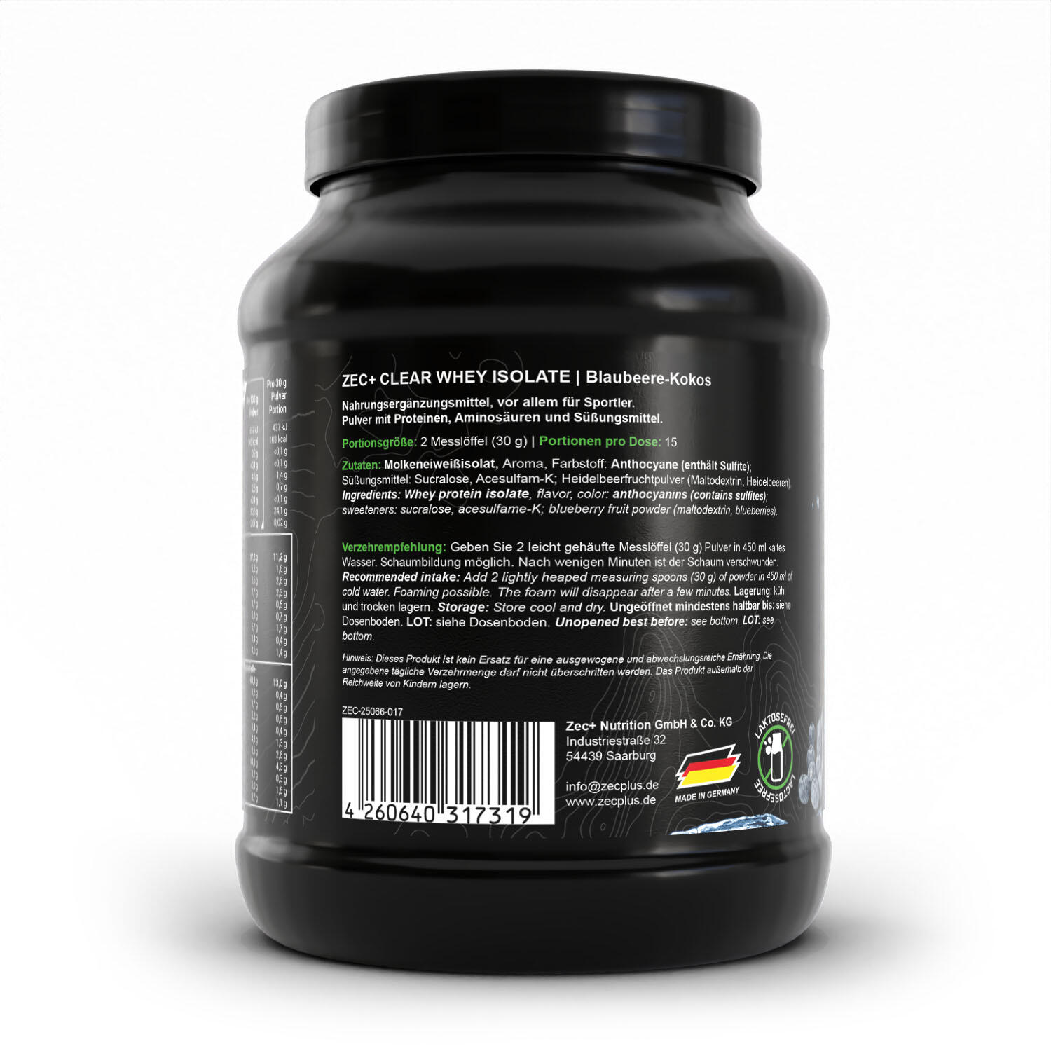 Zec+ Clear Whey Isolate (450g) Blueberry Coconut - Protéines - Protéines claires 3/3