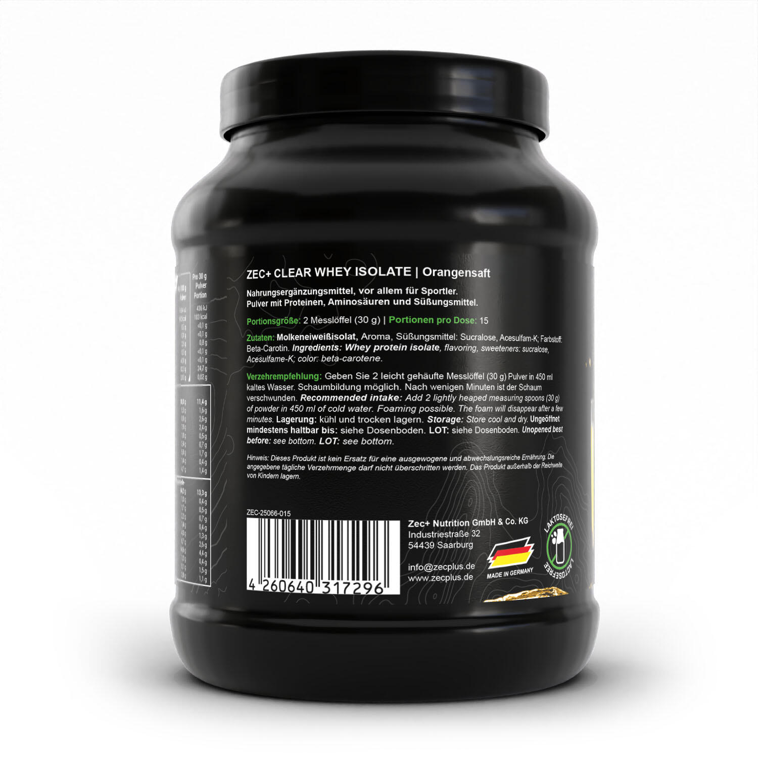 Zec+ Clear Whey Isolate (450g) Orange Juice - Protéines - Protéines claires 3/3
