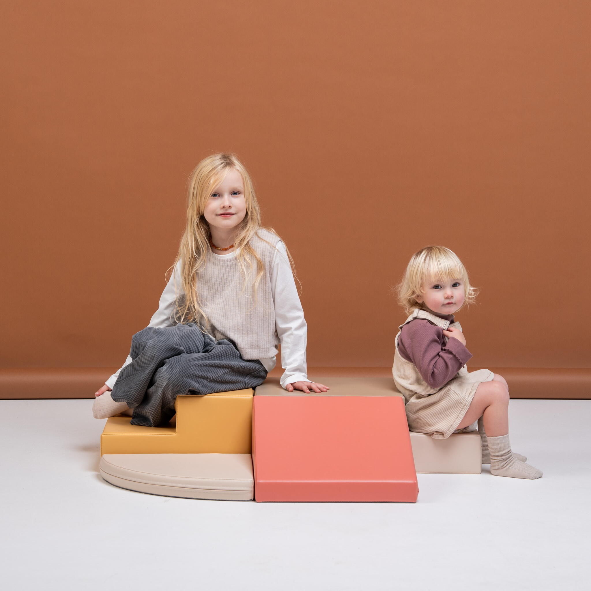 Blocchi per Bambini in Schiuma, Kit di attività Soft Play, beige-rosa 4/7