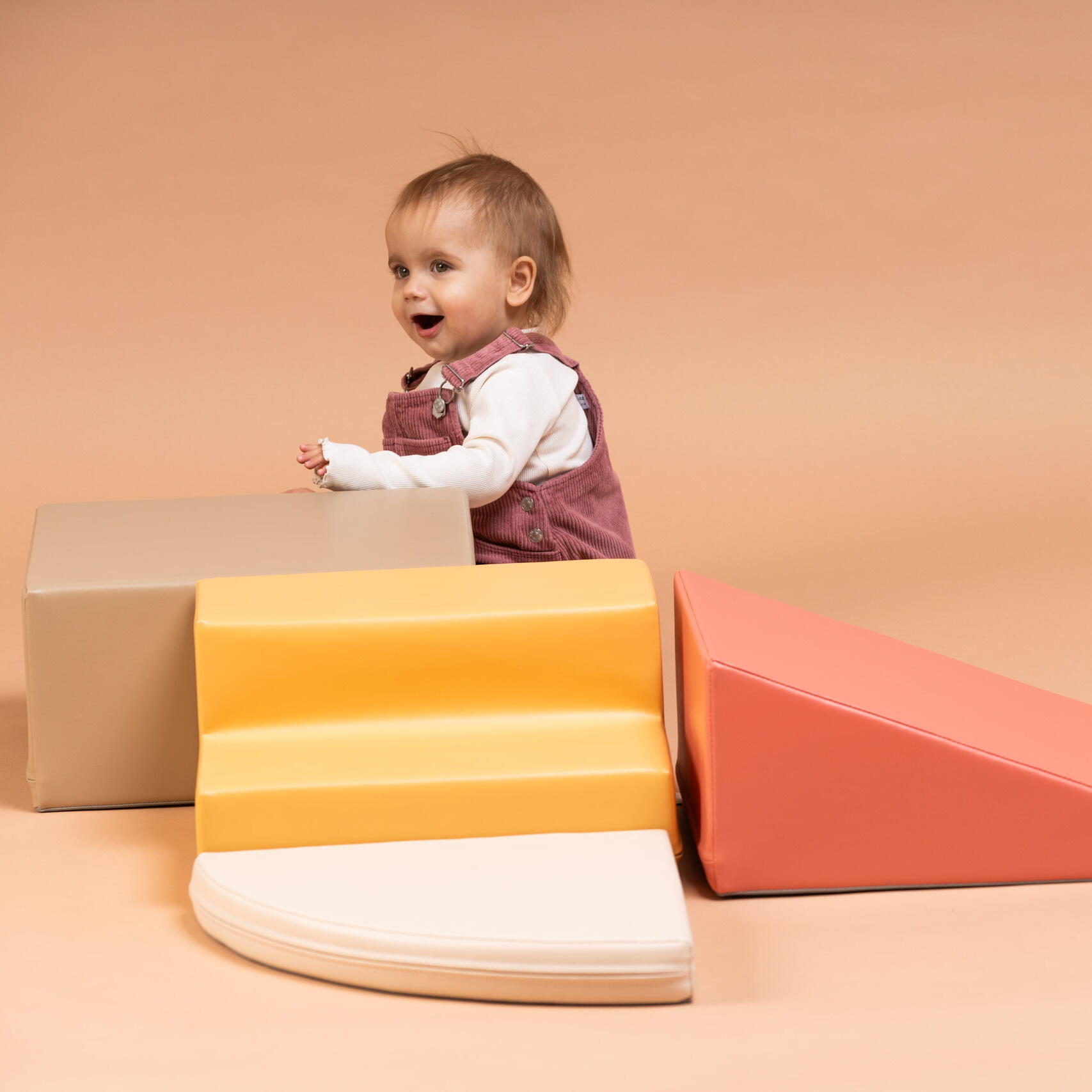Blocchi per Bambini in Schiuma, Kit di attività Soft Play, beige-rosa 3/7