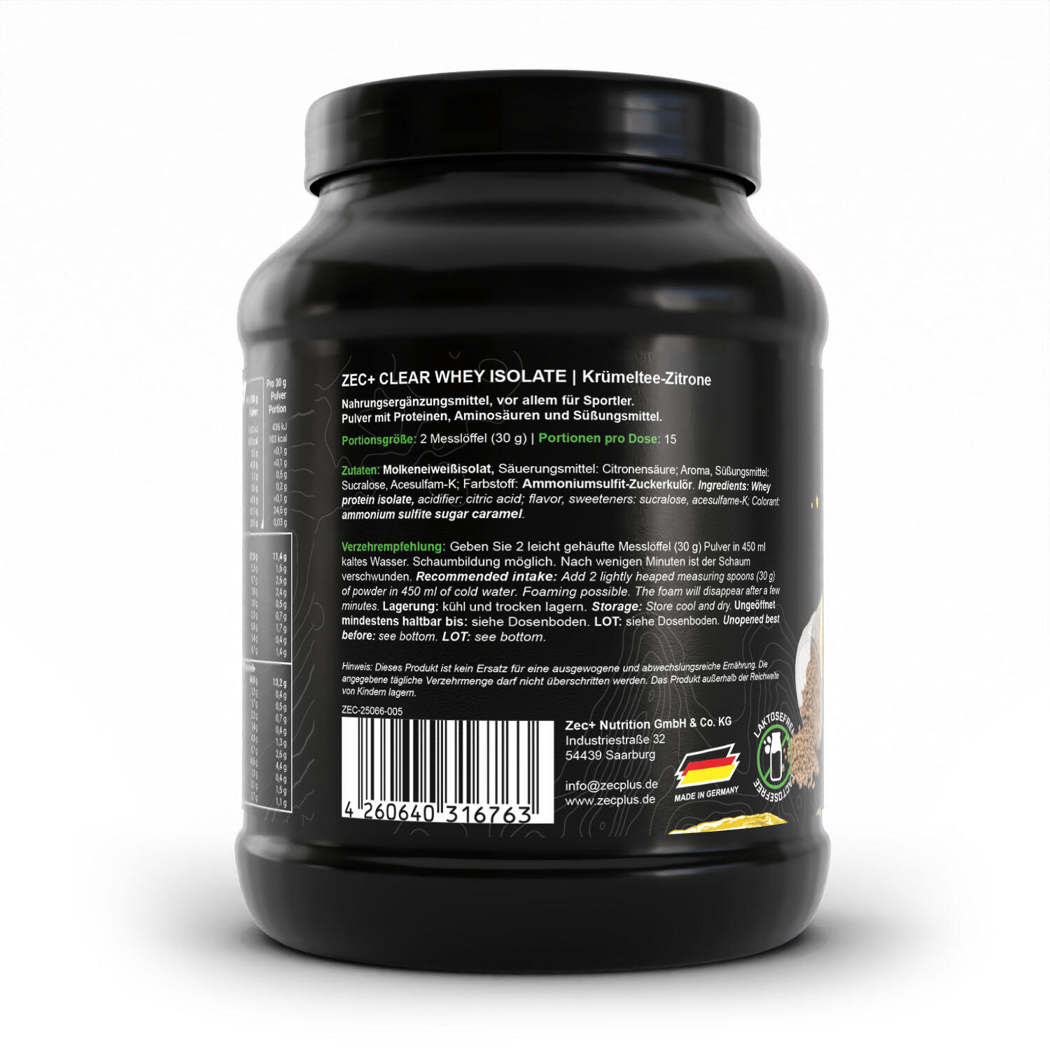 Zec+ Clear Whey Isolate (450g) Crumb Tea Lemon - Protéines - Protéines claires 3/3