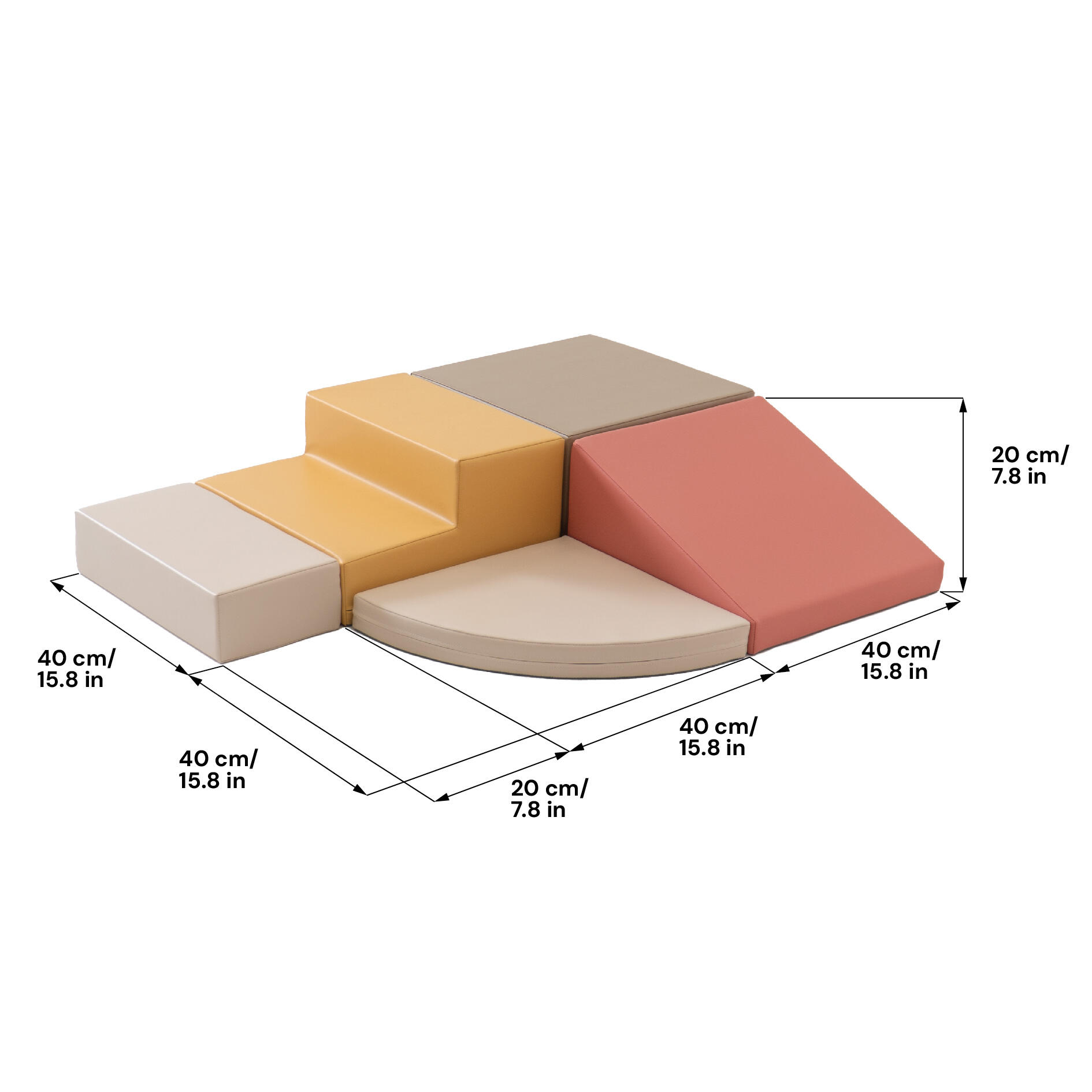 Blocchi per Bambini in Schiuma, Kit di attività Soft Play, beige-rosa 7/7