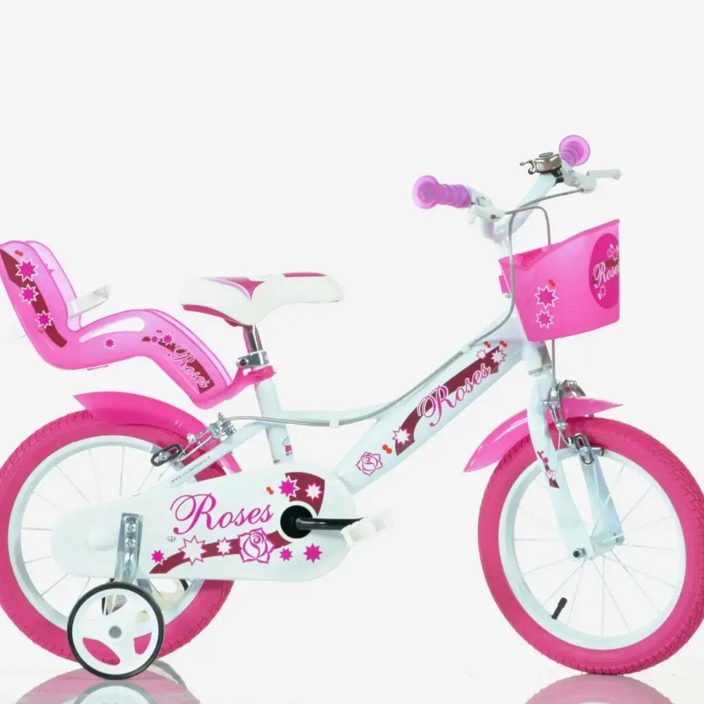 SCH ROSES 14″, children's bicycle, with Basket and doll carrier
