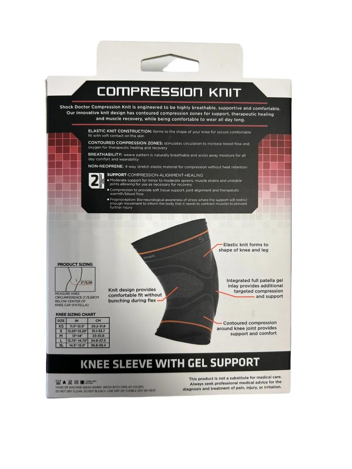 Shock Doctor Knee Support Brace Pink Compression Gel Knit Recovery 2/3