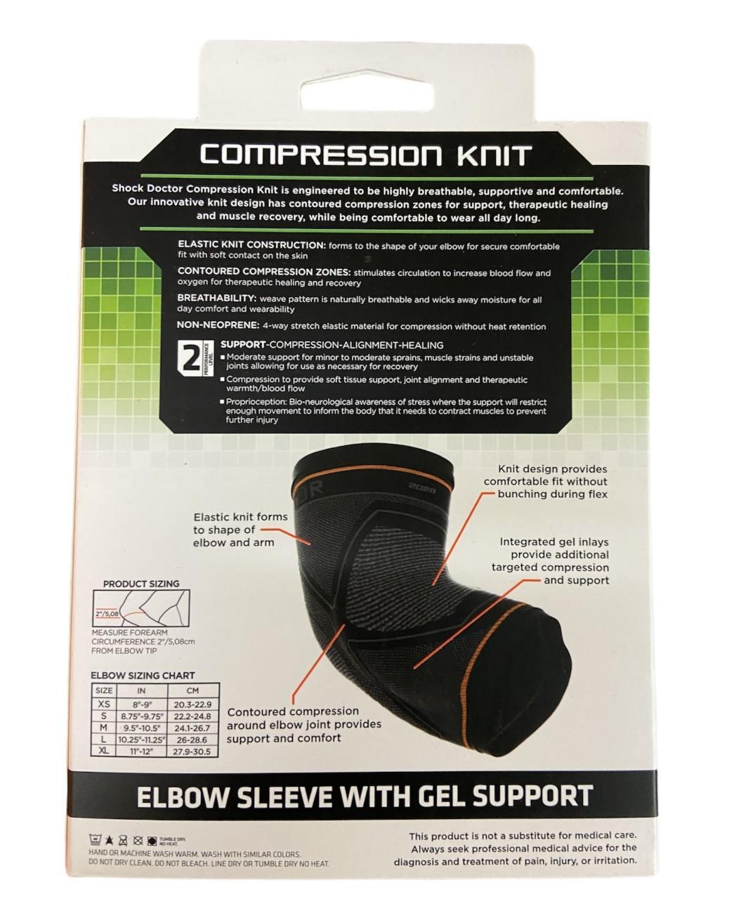 Shock Doctor Elbow Compression Sleeve Support Orange Gel Recovery Support 2/4