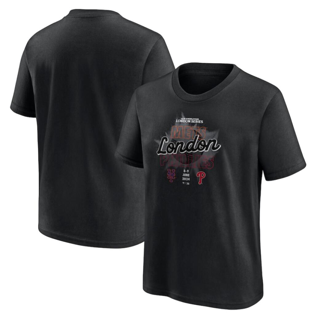 MLB Baseball Kid s T Shirt London Series Mets vs Phillies Short Sleeve FANATICS Decathlon