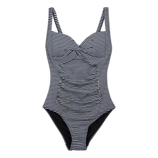 Maillot De Bain 1 Pièce Femme (Bleu Marine / Blanc)