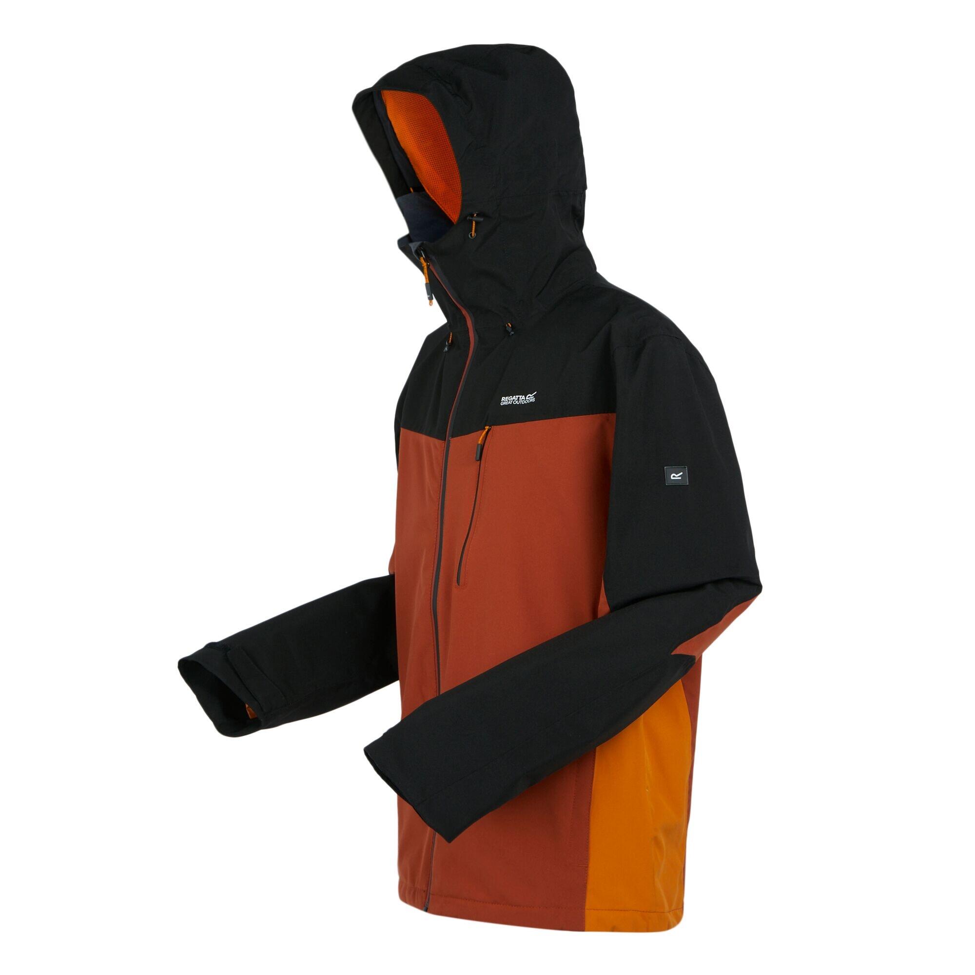 Mens Birchdale Waterproof Hooded Jacket (Red Ochre/Black) 3/5