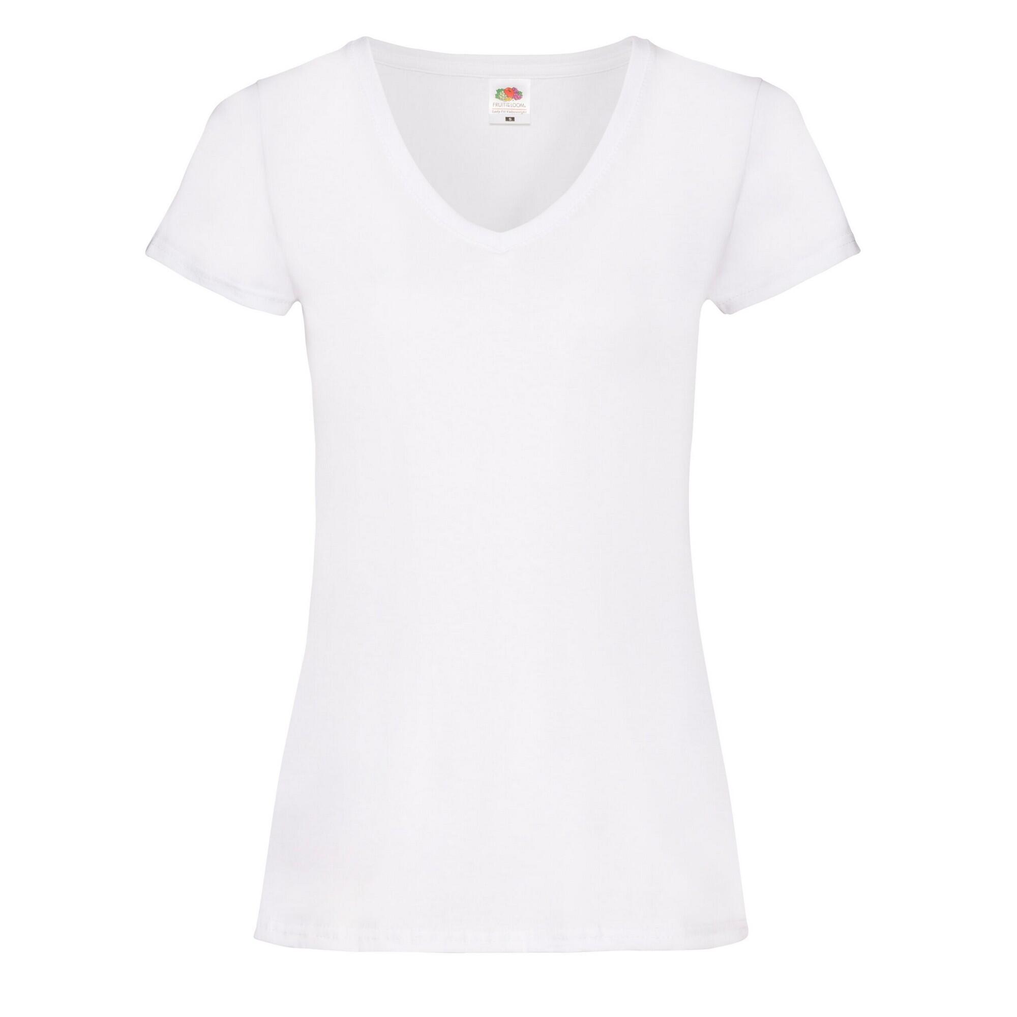 FRUIT OF THE LOOM T-Shirt com decote em V Valueweight para senhora/senhora Branco