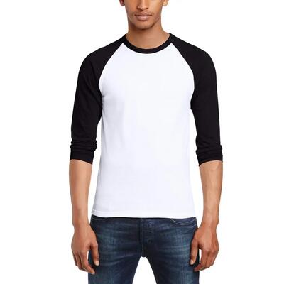 Heren valueweight baseball tshirt met lange mouwen (wit/zwart)