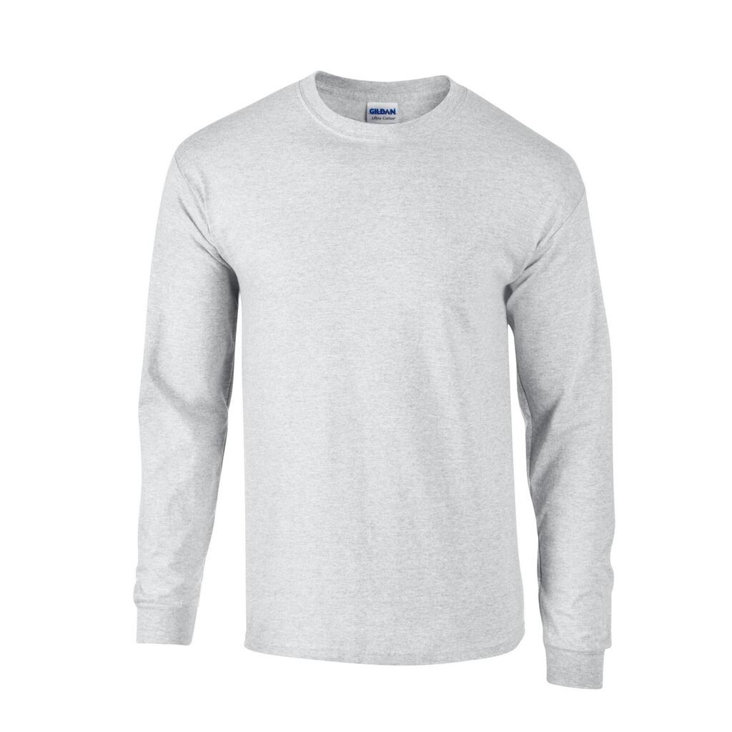 Unisex Adult Ultra Cotton Blend LongSleeved TShirt (Ash Grey)