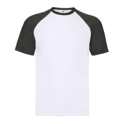 Heren valueweight baseball tshirt (wit/royaal blauw)
