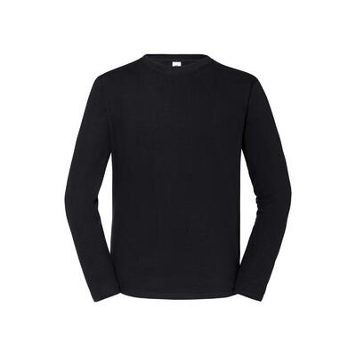 Heren iconic 195 premium ringspun cotton tshirt met lange mouwen (zwart)