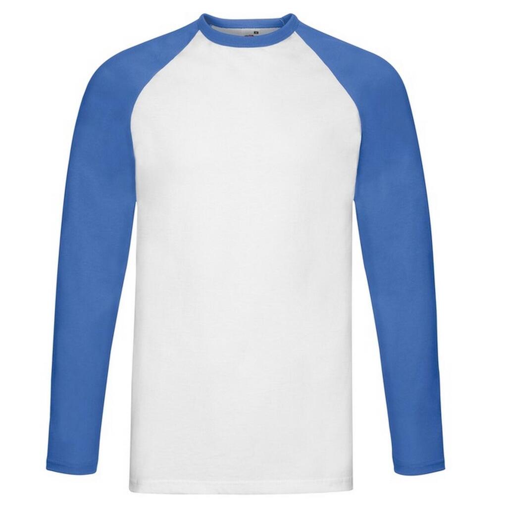 Mens Valueweight LongSleeved Baseball TShirt (White/Royal Blue)