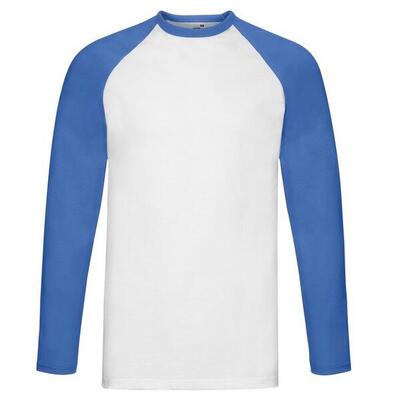 Heren valueweight baseball tshirt met lange mouwen (witte/diepe marine)