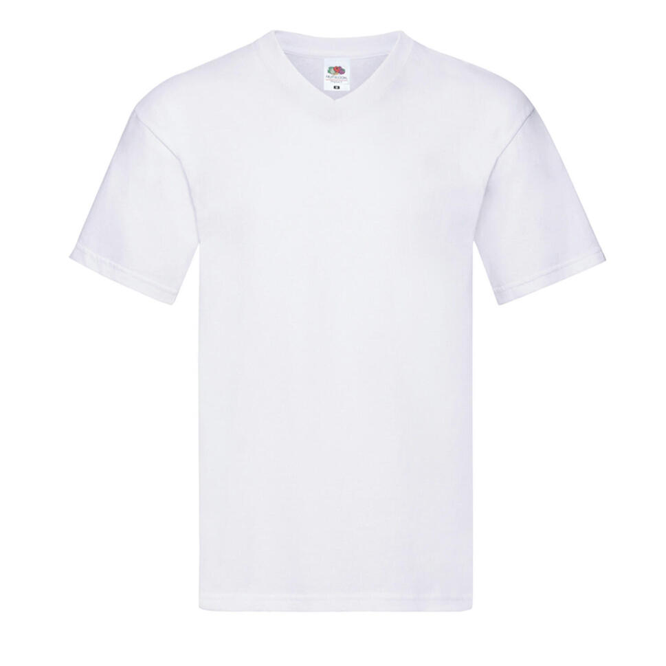 2 witte Fruit of the Loom T-shirts V-hals - T-shirt plein