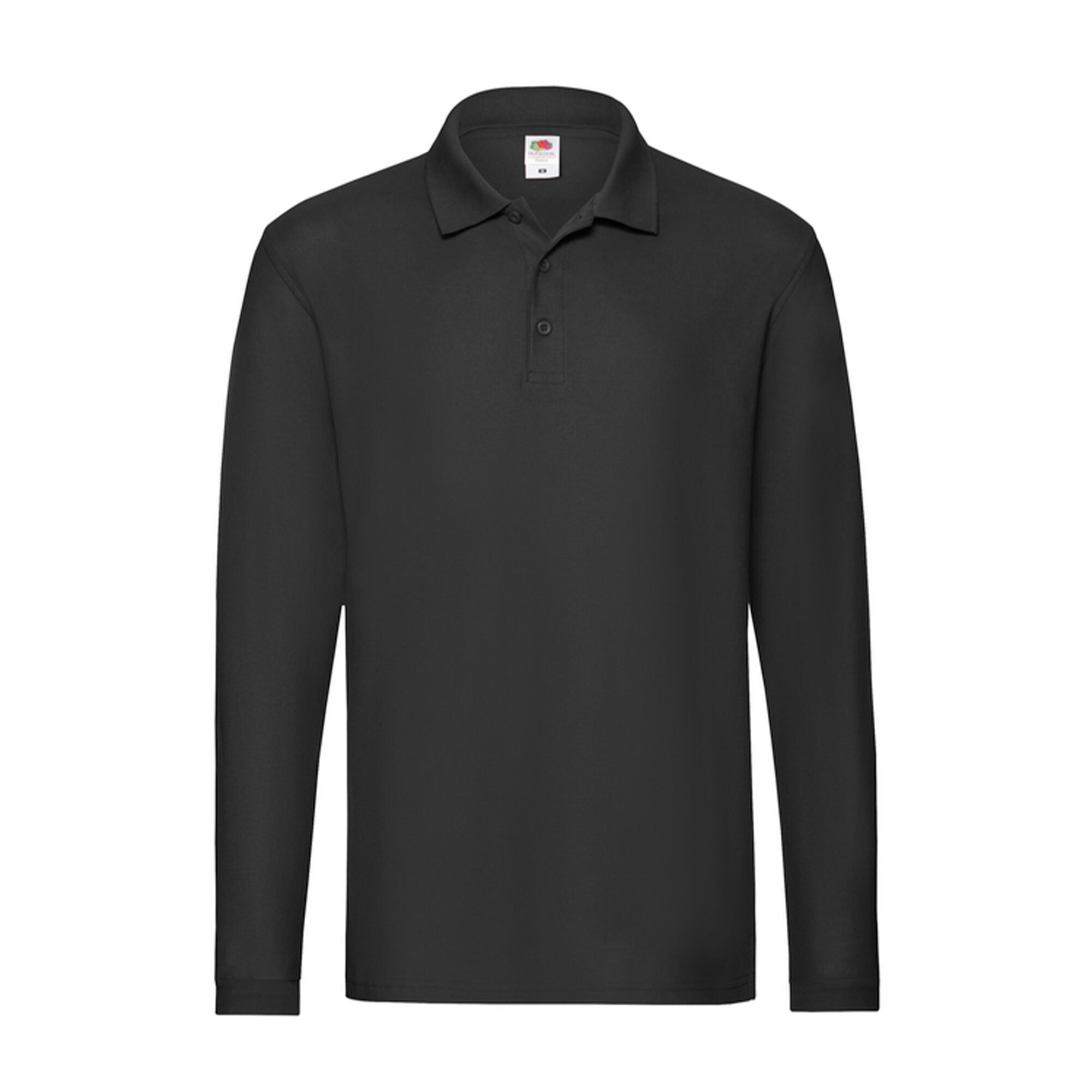 Camisa Polo de manga comprida masculina Premium Preto