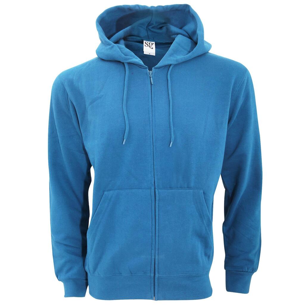 Mens Plain Full Zip Hooded Sweatshirt (Royal)