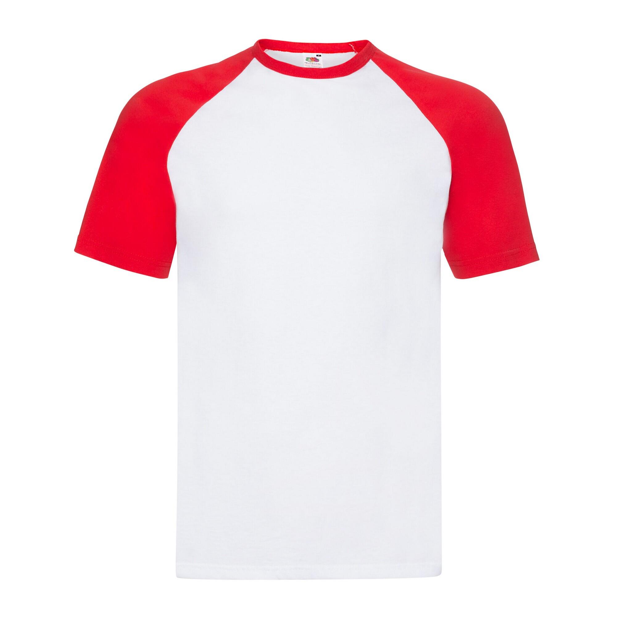 FRUIT OF THE LOOM Camiseta Valueweight Béisbol para Hombre Blanco, Rojo