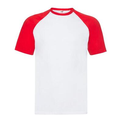 Heren valueweight baseball tshirt (wit/royaal blauw)